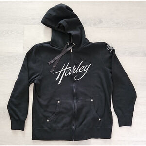Harley Davidson Zip Up Hoodie Women's XL Hooded Biker Motorcycle Sweatshirt